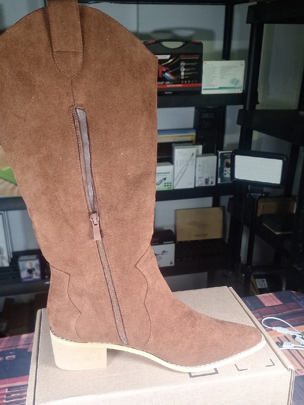 Brown Suede Mid-Calf Women's Boot